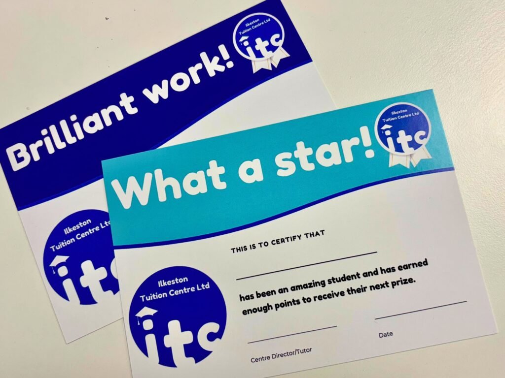 Two certificates from Ilkeston Tuition Centre